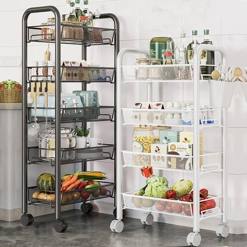 Kitchen shelf rack, floor-standing multi-layer household microwave shelf, vegetable storage rack, oven rack, storage rack with wheels