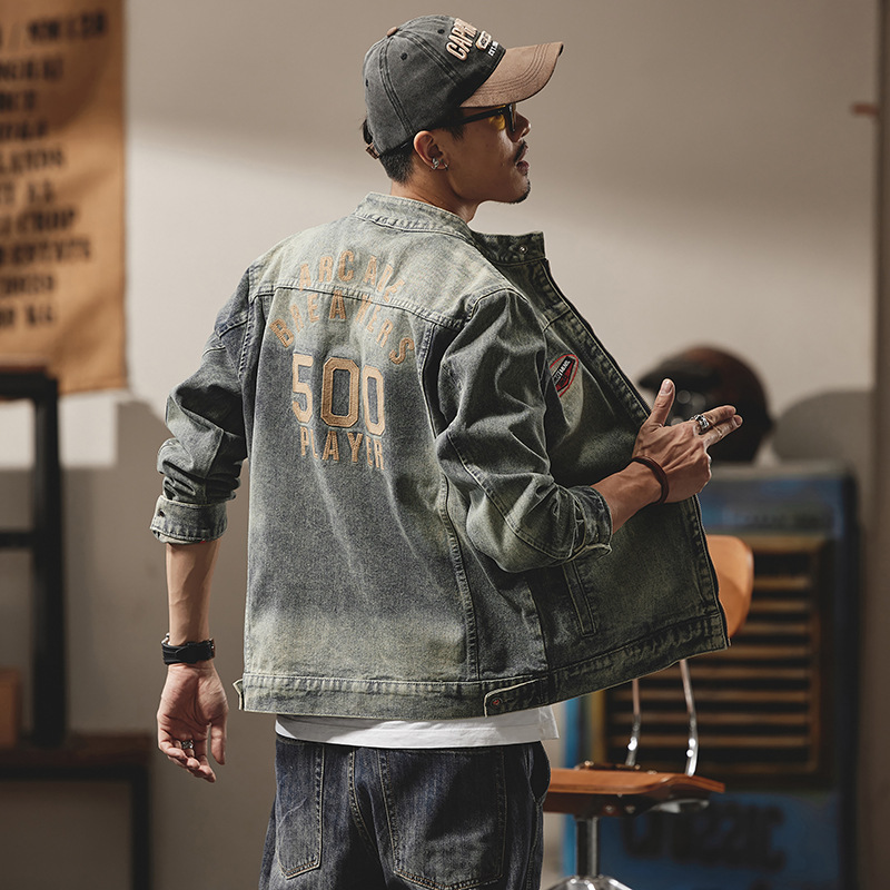 Autumn and winter trendy brand denim jacket men's loose retro men's jacket versatile lapel high street men's top_voghion.com