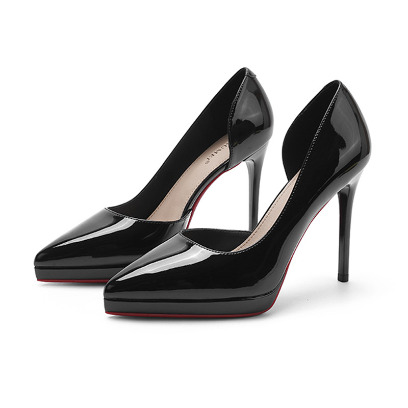 Sandal cao gót nữ mũi nhọn gót nhọn đế chống thấm nước — Màu đen