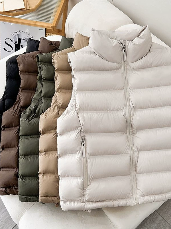 Light and thin short demi-season vest with down, keep warm tank top, jacket, Korean style