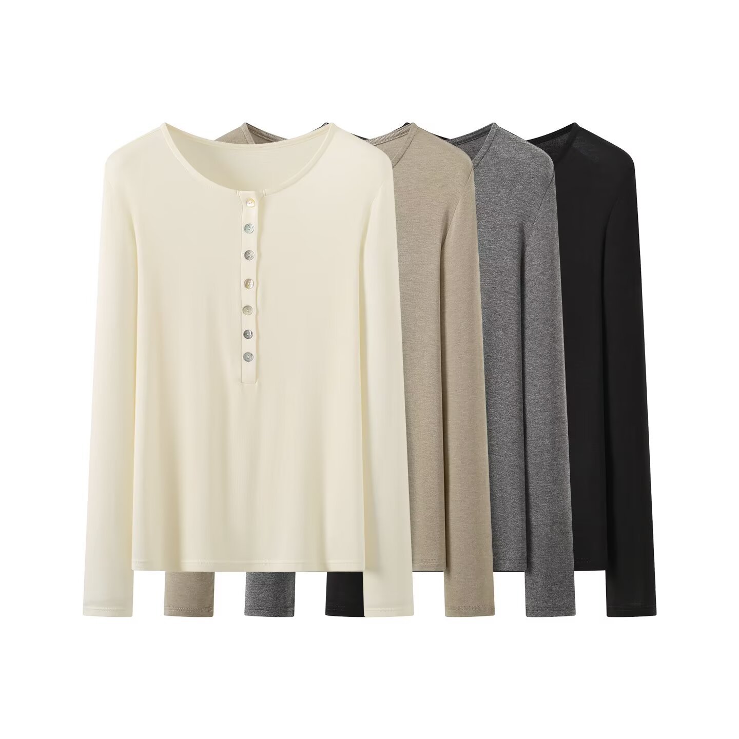2026 Autumn/Winter New Arrival for Foreign Trade Women's Clothing: French Casual Simple Commuter Round Neck Slim Fit Knitted T-shirt with Long Sleeves