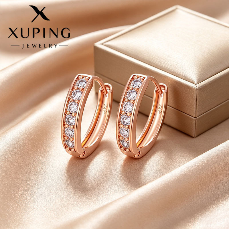 Hebillas de Oreja Geométricas de Aleación de Cobre Chapadas en Oro de 18K, Diseño Ovalado, para Mujer