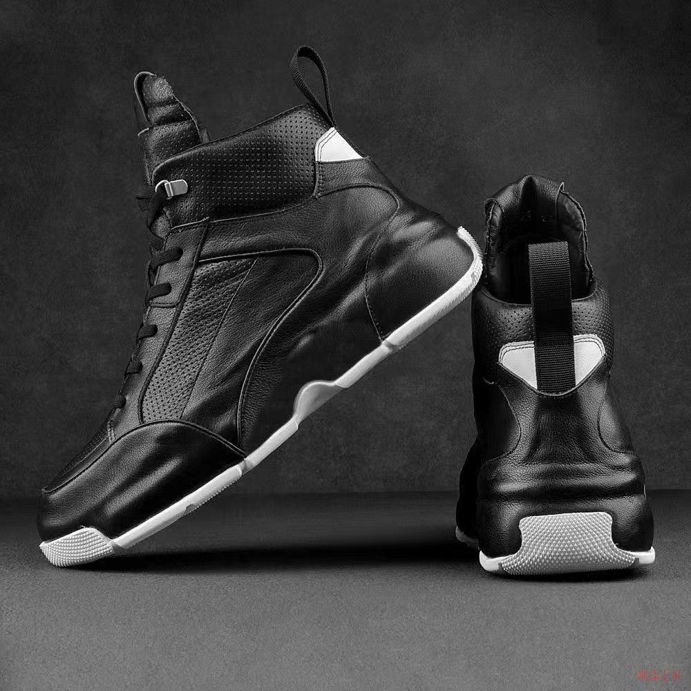 耐磨防滑真皮男鞋2025新款夏季轻便百搭鞋厚底高帮减震休闲包底鞋