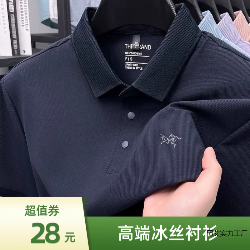 夏季新款鸟家高弹高档刺绣商务男士短袖T恤免烫抗皱冰丝POLO衫|undefined