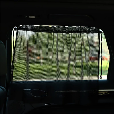 Car Sunshade Curtain with Suction Cup Installation, Car Sun Protection Window Curtain, Baby Stroller Interior Sunshade Privacy Curtain Screen (Car curtains) - suction-cup-black-curtain-7050cm
