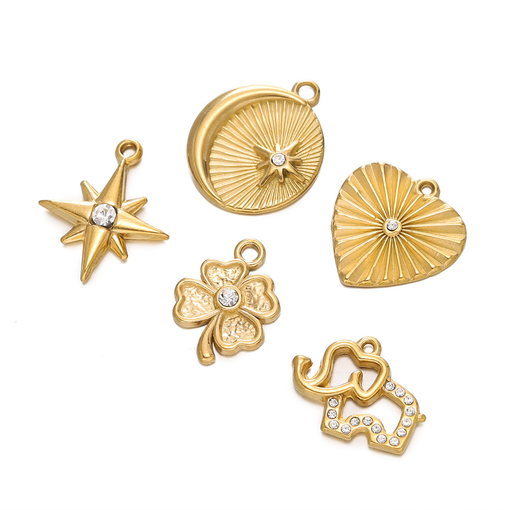 6g Weight Pendant Jewelry Making Type DIY Ornament Accessories Classification 2 PCS/Package Quantity 304 Stainless Steel Material Star, Heart Shape Pattern All Seasons Season Classic Style Style 2 PCS/Package 304 Stainless Steel Star Heart Shape Pendant DIY Ornament Accessories 4