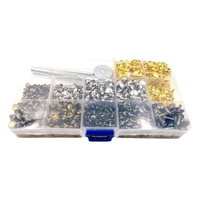 Cap nail ropa de equipaje de cuero decoración de metal remache de doble cara traje de hebilla femenina remache de doble cara + herramienta