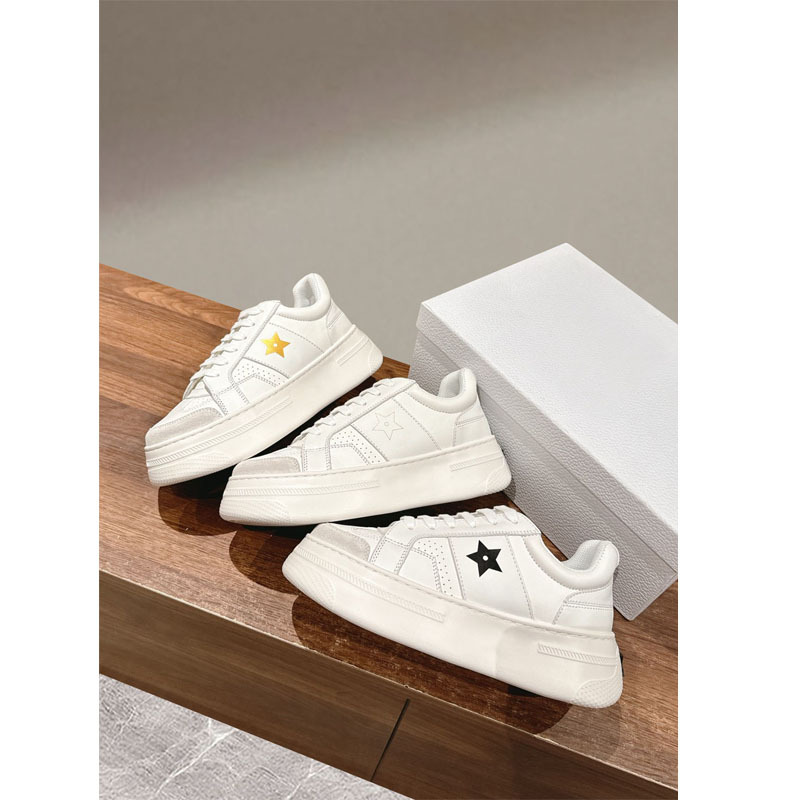 王心凌同款真皮松糕休闲运动小白鞋五星厚底板鞋系带高定百搭鞋