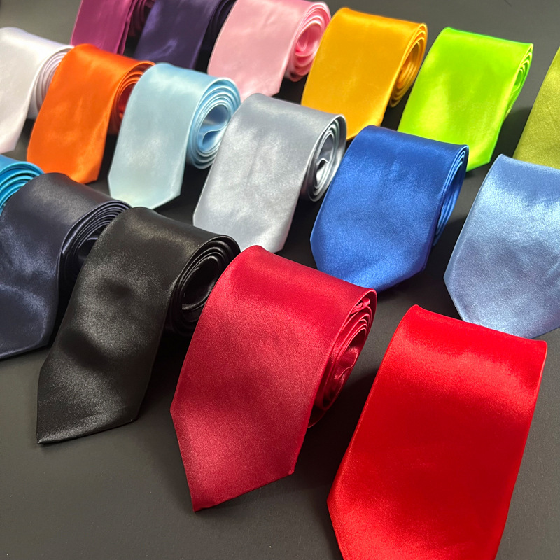 Solid Color Tie 8cm Men's Formal Wear Business Professional Security Interview Group Performance Graduation Hand-Tied Black Direct Sale