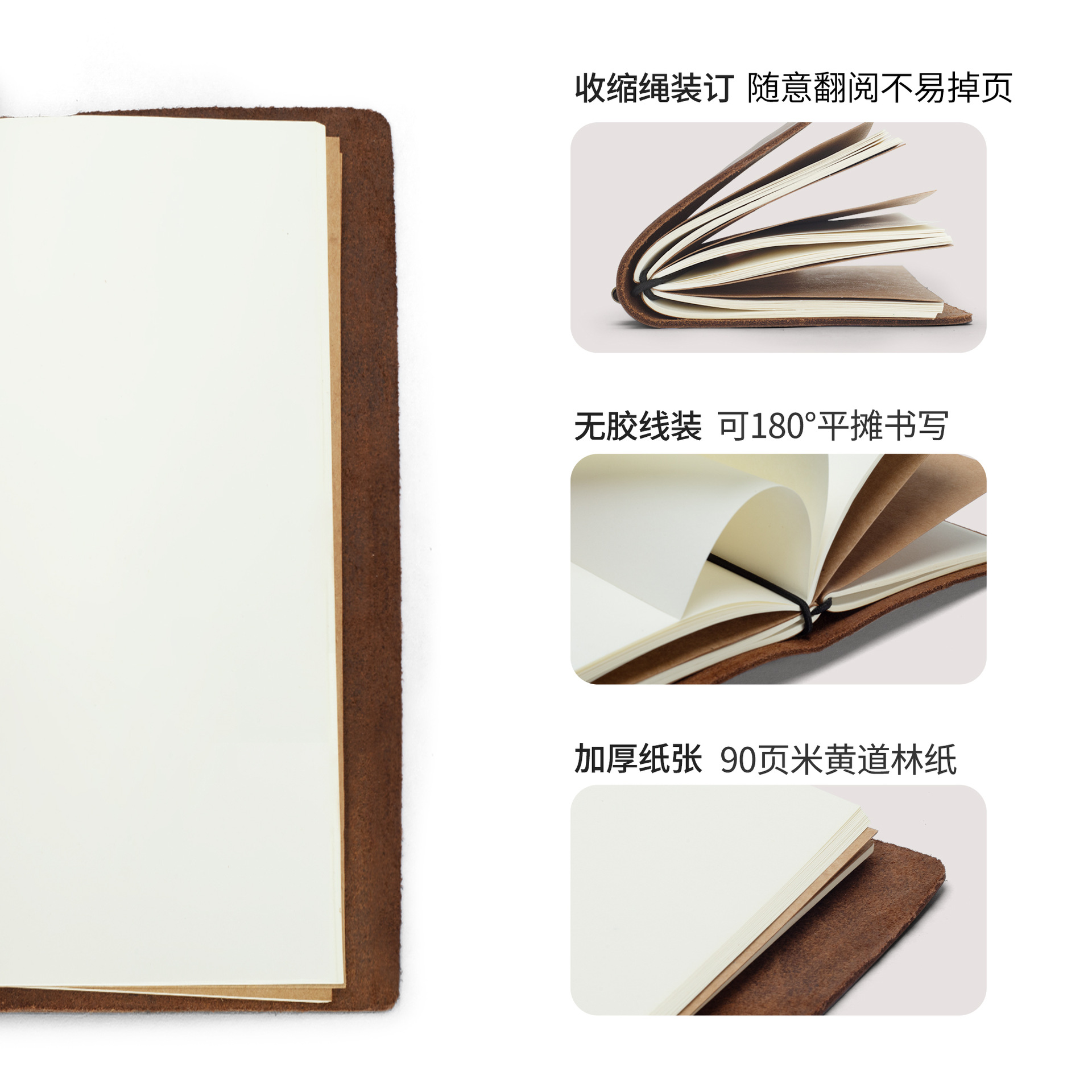 Logotipo personalizado al por mayor con caja de regalo de la pluma diario Libreta de piel de vaca Cross-retro primera capa Crazy Horse A5 Notebook