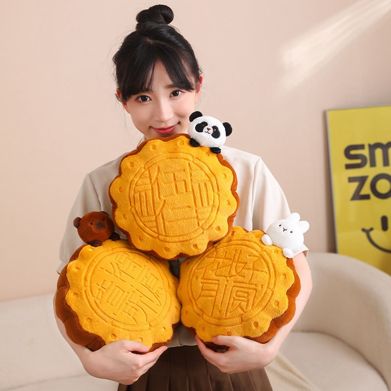 Festival del Medio Otoño, pastel de luna, almohada de abrazo, muñeca de peluche, regalo, pastel de luna de cinco flores, un deseo de luna llena.