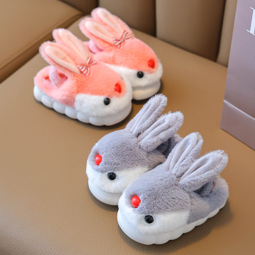 Children's Cotton Slippers for Girls, Winter Indoor Home Cute Cartoon Non-slip Warm Slippers for Boys, Kids and Babies