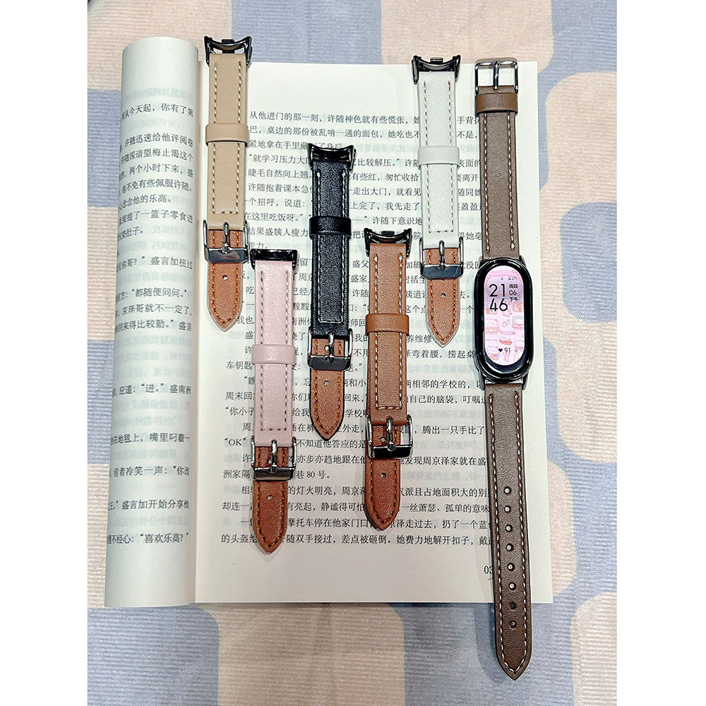 Suitable for Xiaomi Mi Band 10 Watch Strap Xiaomi 9/8Nfc Leather Simple and Fashionable Stylish New Women's Wristband Watch Strap