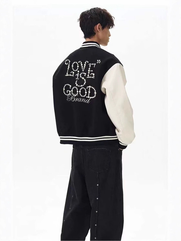 跨境棒球服GOOD钉珠顶配版轻奢时尚潮牌男女欧美街头夹克上衣外套|undefined