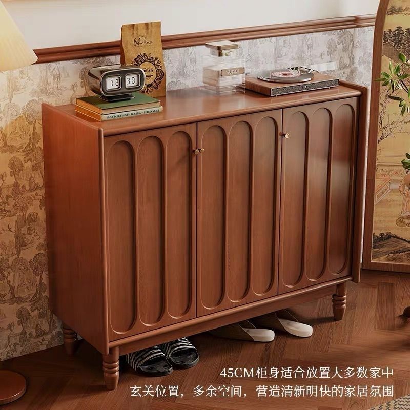 Scandinavian American North American Cherry Wood Solid Wood Shoe Cabinet Home Simple Japanese Cherry Wood Door Storage Multi-Layer Storage