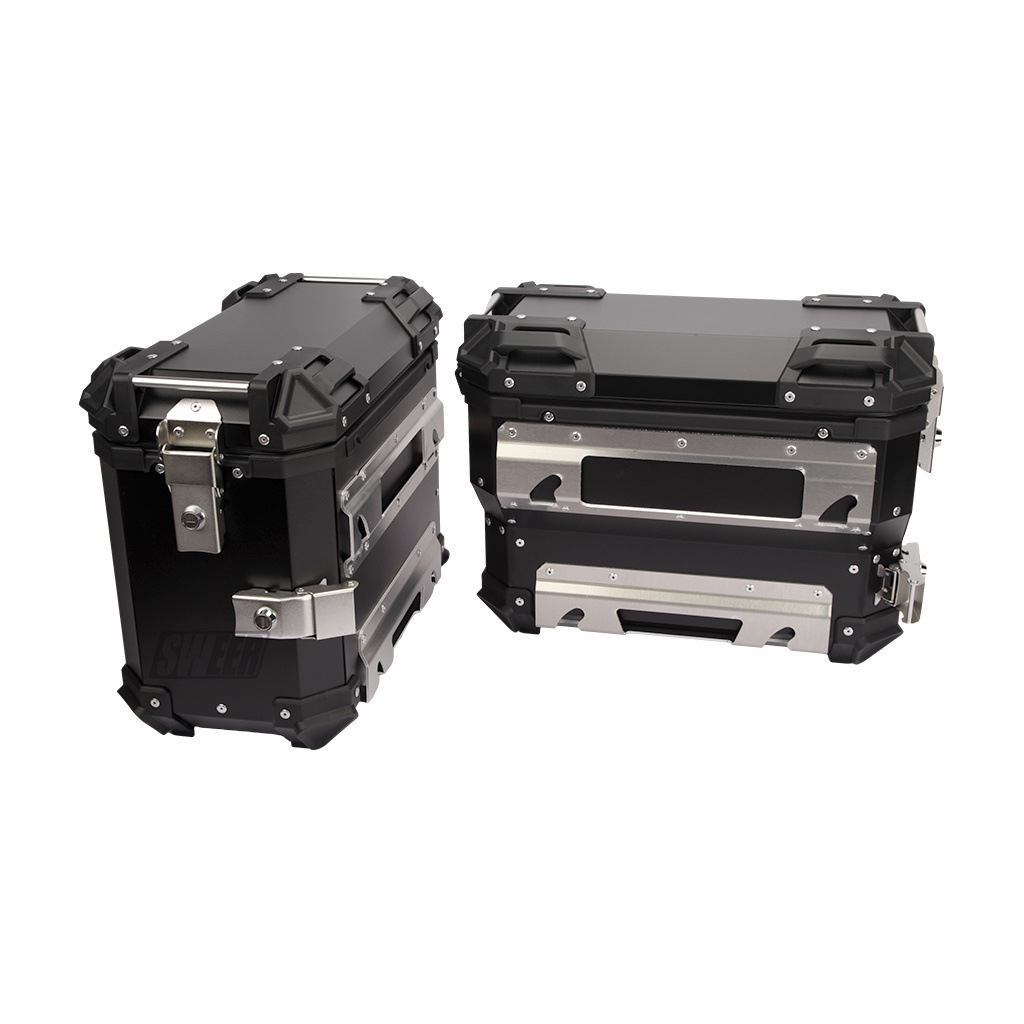 35L Right Hide Exhaust Side Box Motorcycle Universal Aluminum Alloy 45L Tail Box Waterproof Three Boxes Anti-theft Travel Storage Box