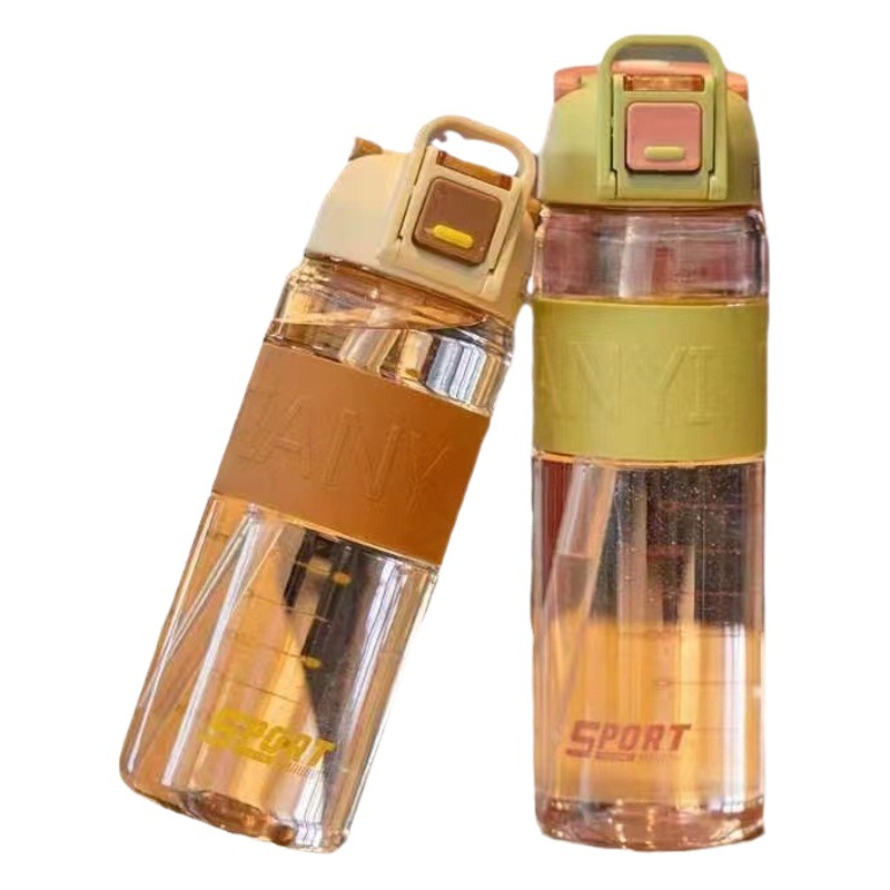 FUENTE Fábrica Tianyi 0947 taza de plástico transparente fresco cubierta de cuero taza de plástico taza de agua de paja taza de agua de Estudiante Adulto