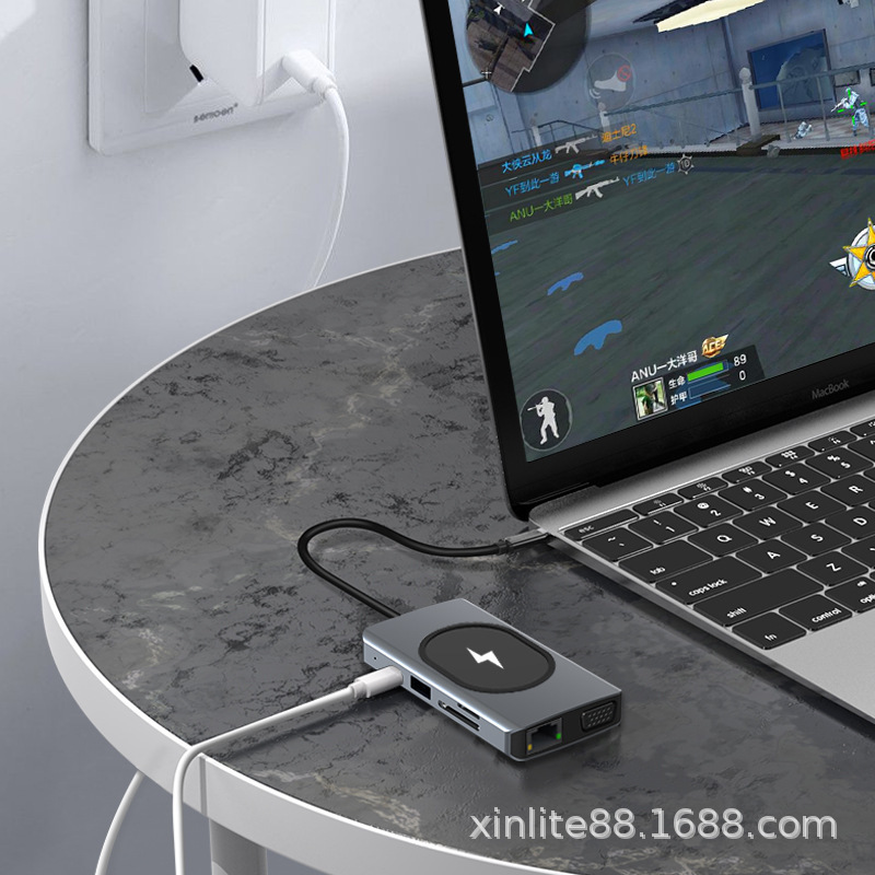 Type-c Multifunctional Wireless Charging Nine-in-one Docking Station usb hub Computer High-speed Breakout Converter Type-c Multifunctional Wireless Charging Nine-in-one Docking Station usb hub Computer High-speed Breakout Converter