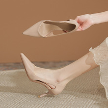 X127设计感高跟鞋女2025年新款不累脚气质细跟双侧空单鞋女