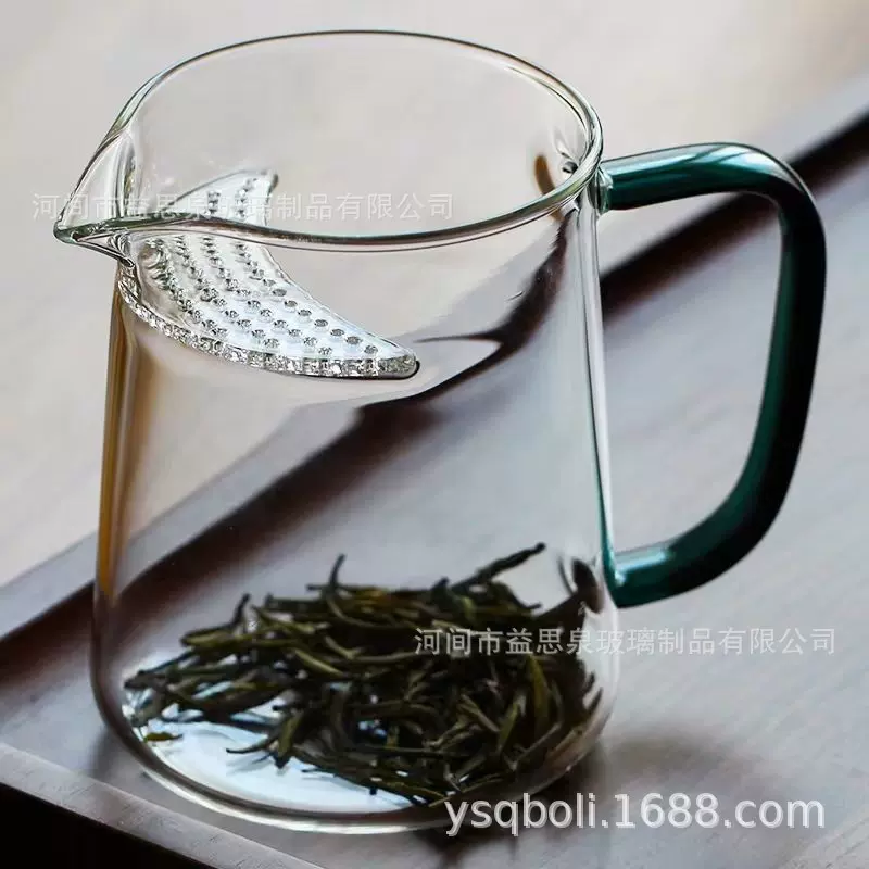 月落耐热玻璃泡茶杯公杯 茶漏一体绿茶杯带过滤分茶器月牙公道杯