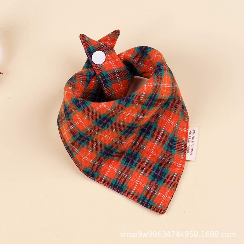 Bebé de algodón bebé babero triángulo BiB Snap de doble capa babero recién nacido niños bufanda a cuadros cuatro estaciones