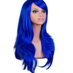 Cos Long-Style Anime Cosplay Royal Blue European-American Wig—Hot-Selling Factory Direct Deal, 70cm Waves