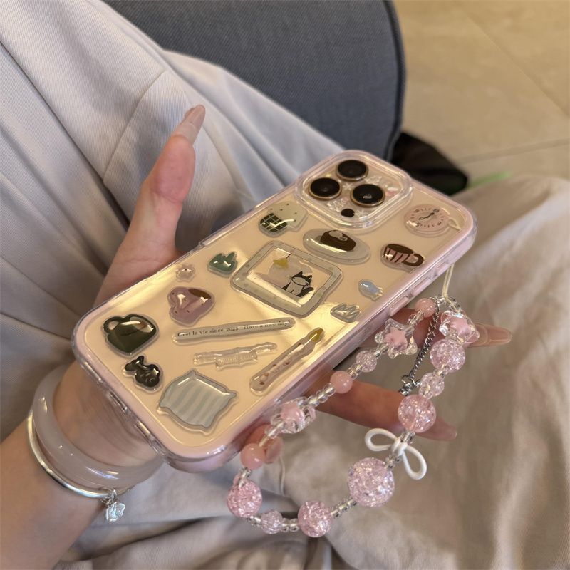 クリエイティブかわいい黒猫ステッカー Apple 16promax 携帯電話ケース 15pro 新しい 14 女性 13/12/11 に適しています|undefined