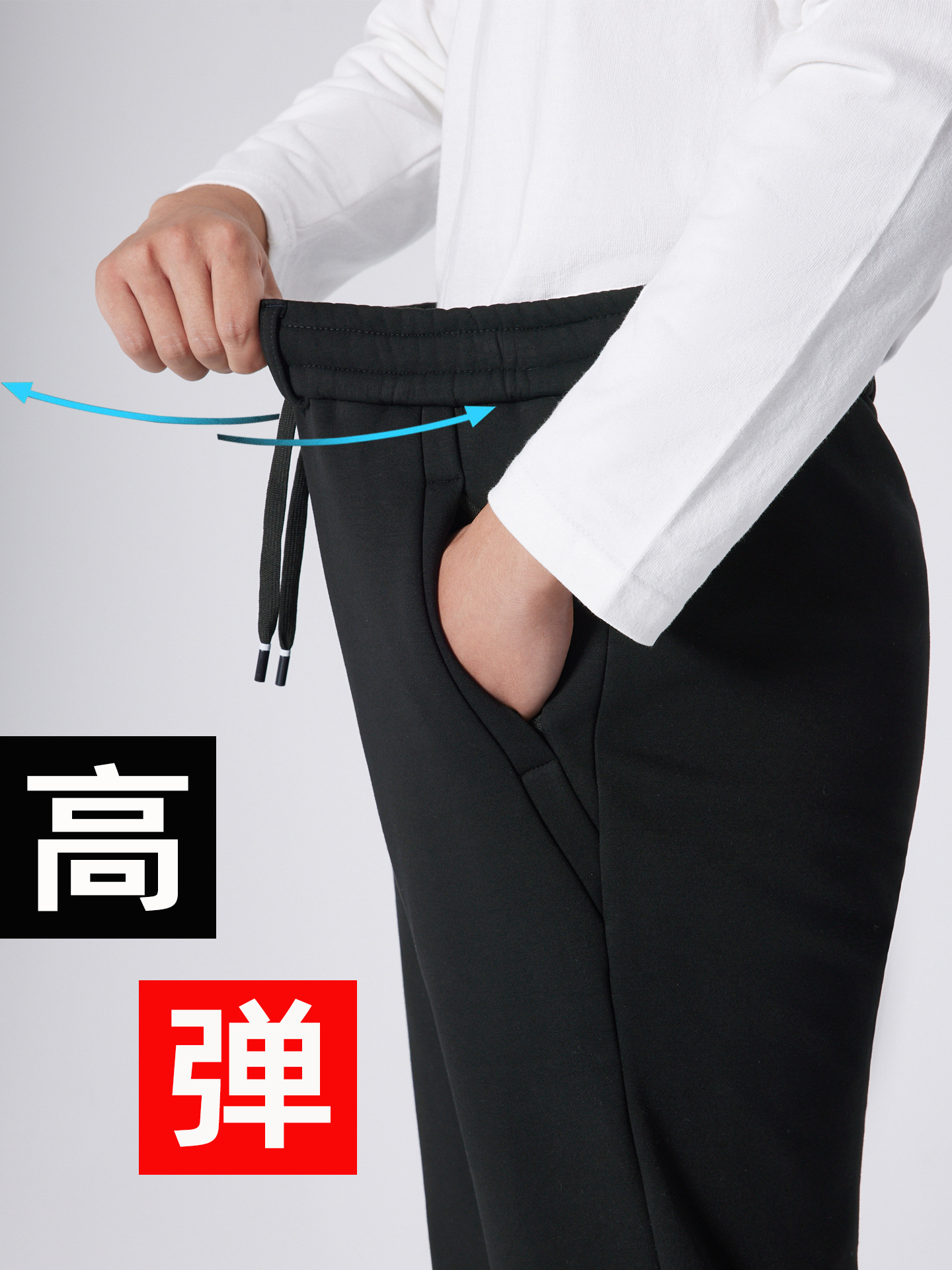 High-Quality Middle-Aged and Elderly Dad's High-Waisted Pure Cotton Long Pants for Autumn and Winter with Elastic Waistband, Men's Knitted Casual Sweatpants
