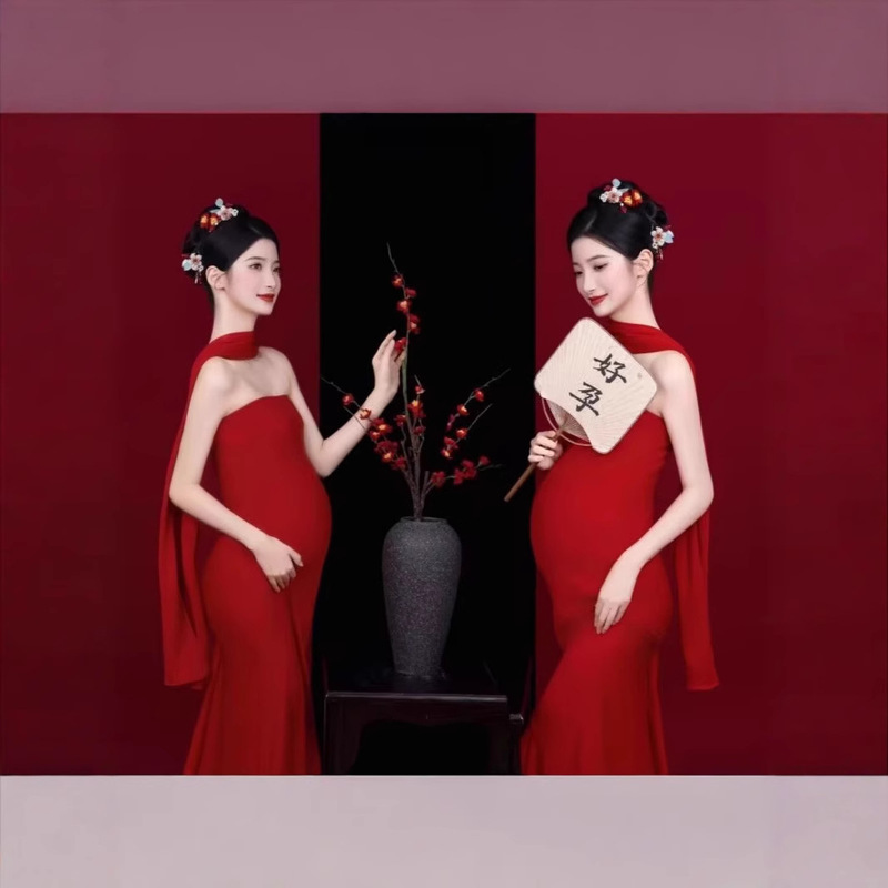 Photo Studio New Maternity Photo Dress Theme Red Slim Fashion Tube Top Skirt Pregnant Mother Art Photo Photography Clothing Photo Studio New Maternity Photo Dress Theme Red Slim Fashion Tube Top Skirt Pregnant Mother Art Photo Photography Clothing