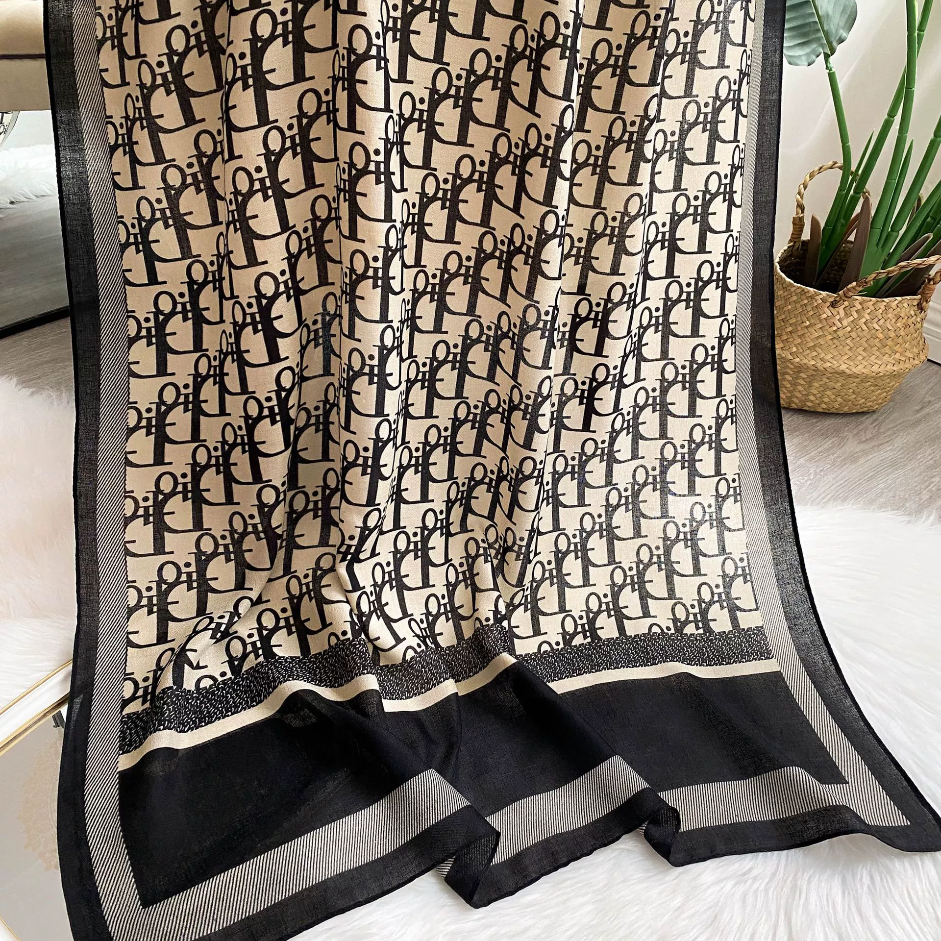 Демисезонный тонкий универсальный шарф, пляжная накидка, корейский стиль, хлопок и лён, солнцезащита