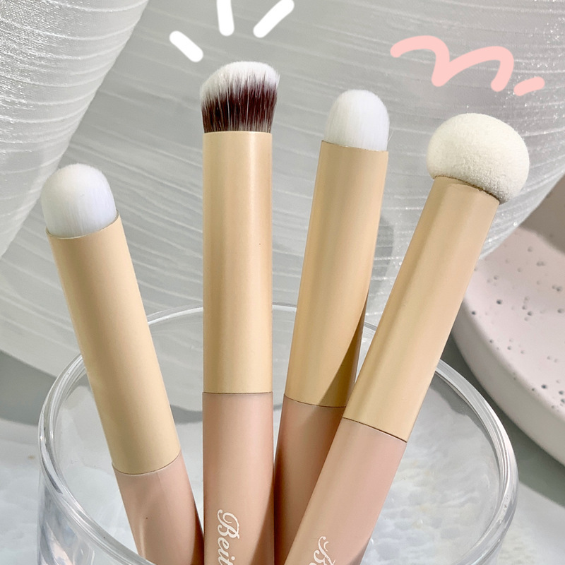 Cross-border small steamed bun round head concealer brush, dry and wet dual-purpose, mushroom concealer brush head, makeup brush for dark circles and acne marks, brushless details Picture