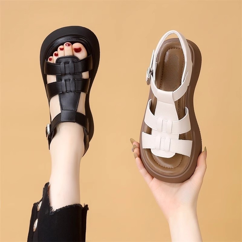 Foreign Trade Cross-border Explosions Summer New Women's Casual Comfortable Fashion Breathable Height All-match Platform Bottom Roman-style Sandals