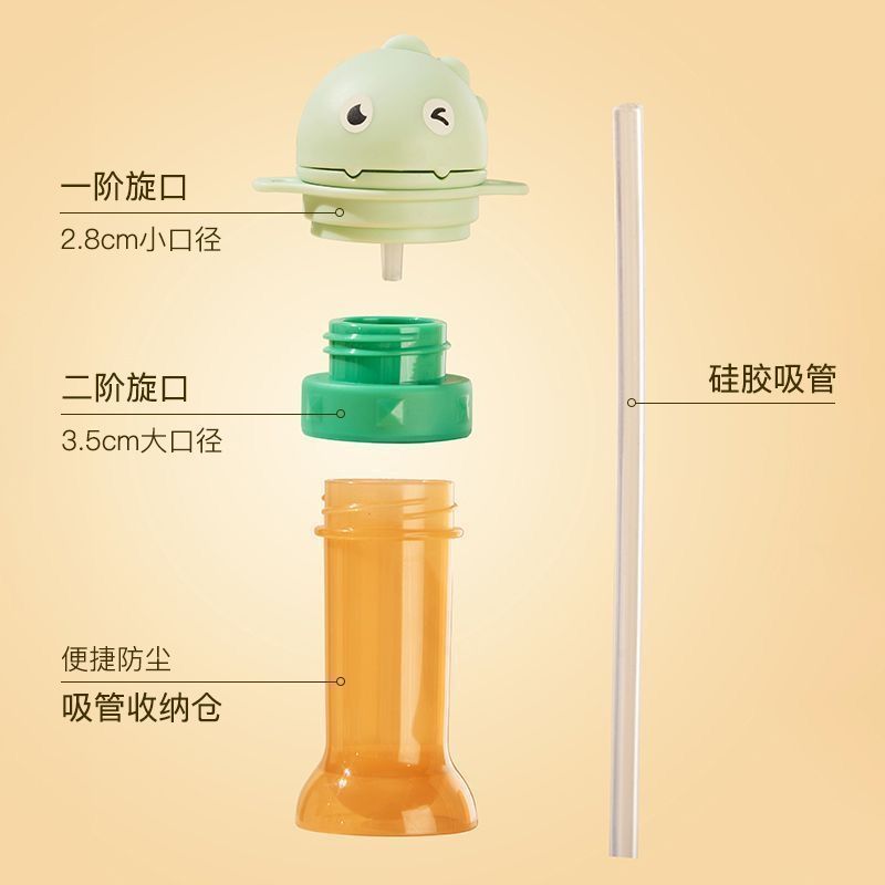 家用儿童恐龙吸管盖 防呛水宝宝吸管通用矿泉水瓶盖吸管带转换头|undefined