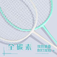 羽毛球拍全碳素超轻双拍儿童学生单拍打耐用型成人初学者套装代发