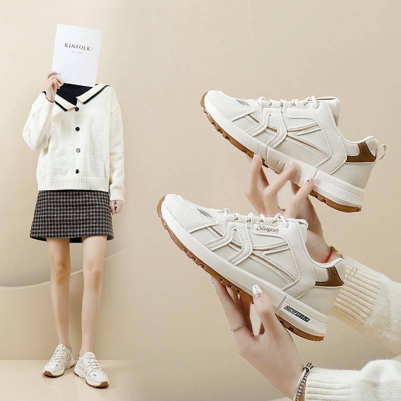 Instagram coréen semelle épaisse papa chaussures 2024 automne nouveau respirant étudiant chaussures de sport surélevé décontracté rue Shoot_voghion.com