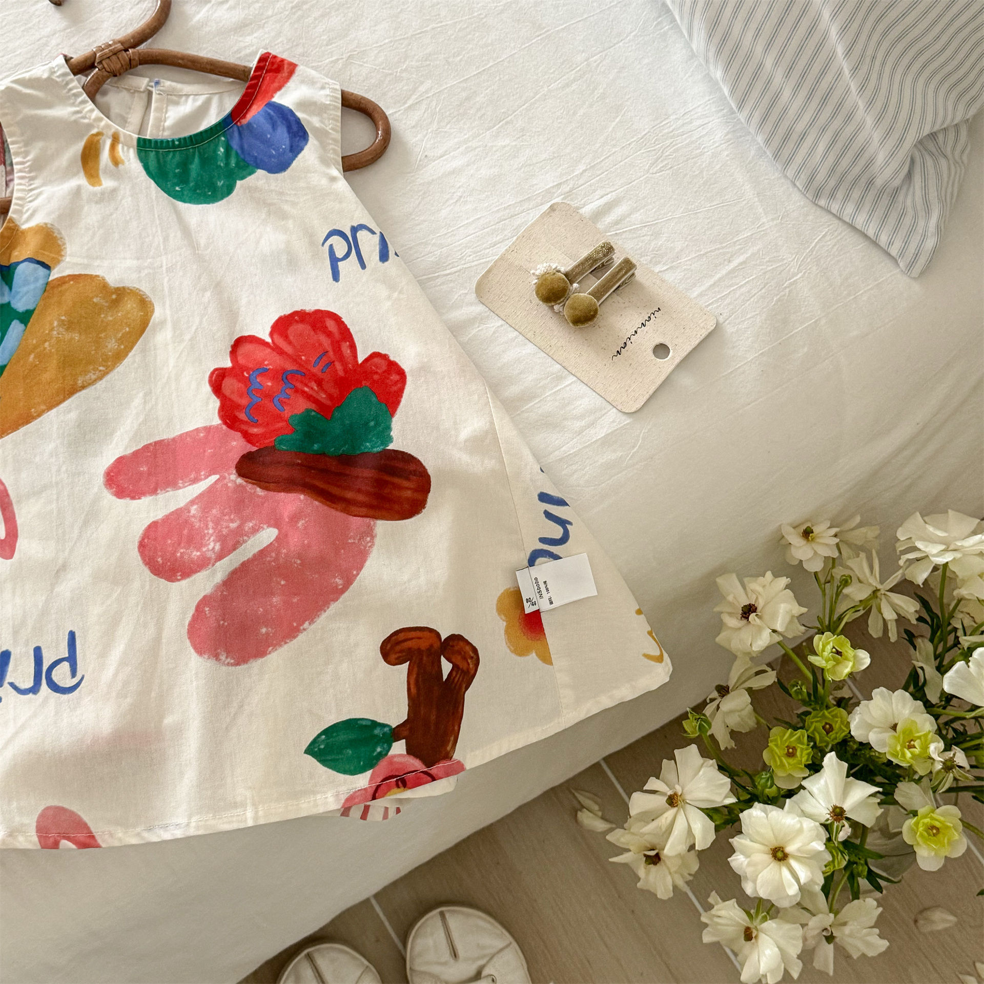 Vestido de siete niñas con limón salado, estampado de verano, tesoro femenino, verano, nuevo estilo, falda del tesoro femenino sin mangas, ropa infantil, verano