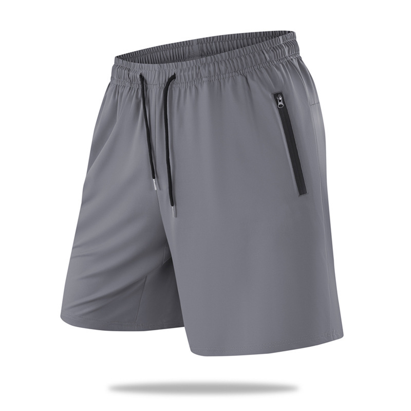 Summer Men's Shorts, Quick-Dry Beach Shorts with Zipper Pockets, Outdoor Running, Fitness, Sports, Casual Mid-Length Shorts