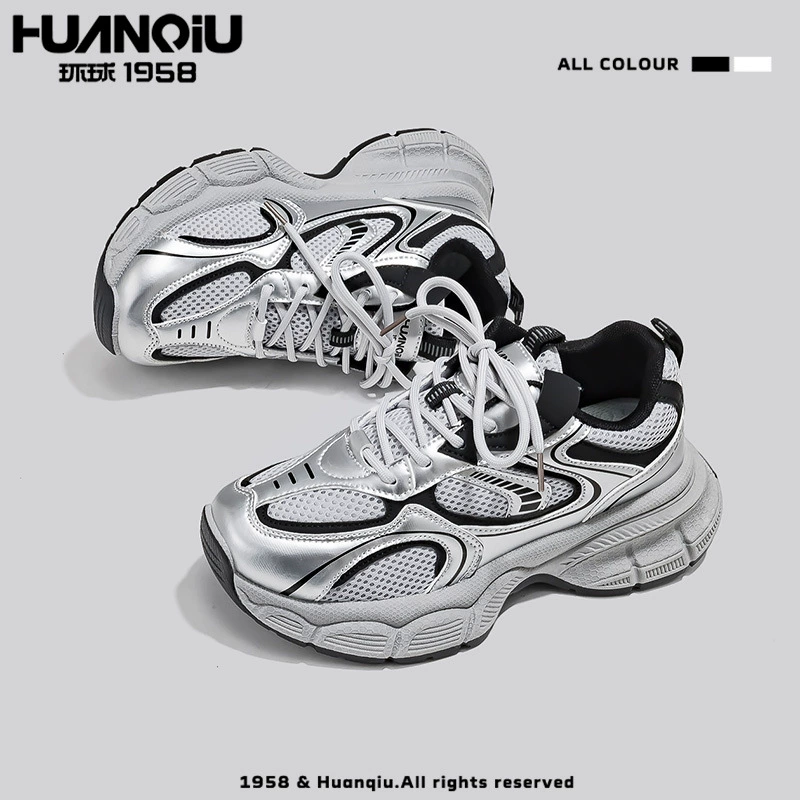 Универсальный Серебряный Горячая Распродажа Обувь Папа Женская осень 2024 Новый дышащий дикий повседневный толстый подошв увеличенные кроссовки