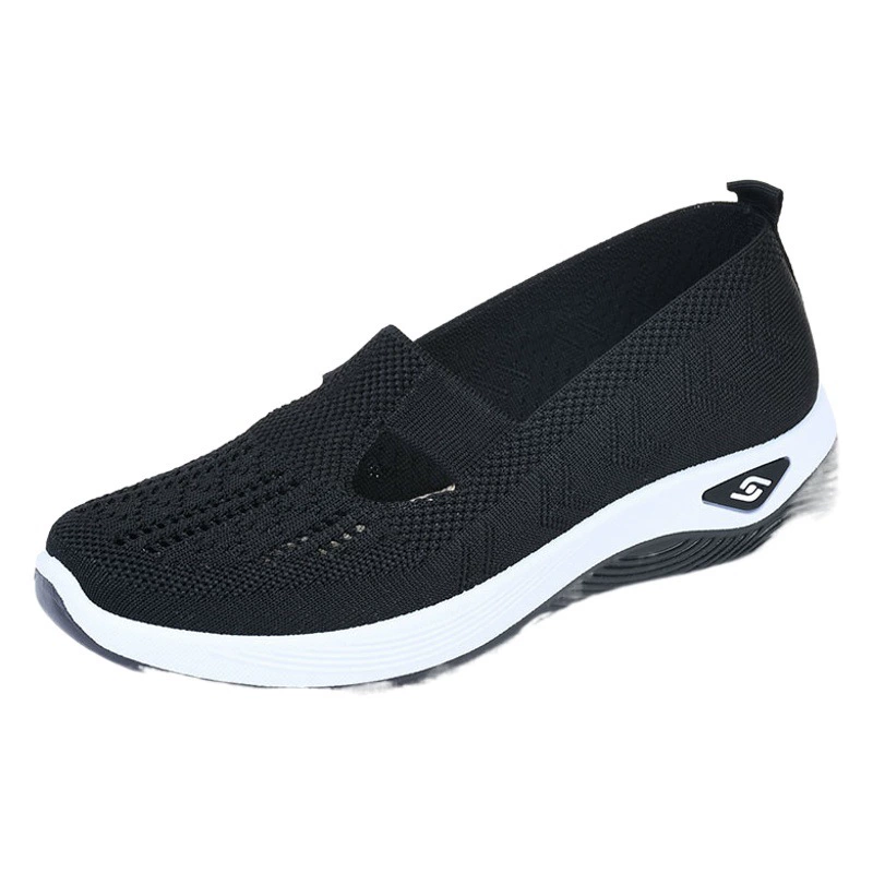 Трансграничный дропшиппинг женской обуви больших размеров, оптовая продажа дышащей и удобной одиночной обуви, повседневные и универсальные сетчатые туфли для женщин среднего и пожилого возраста.