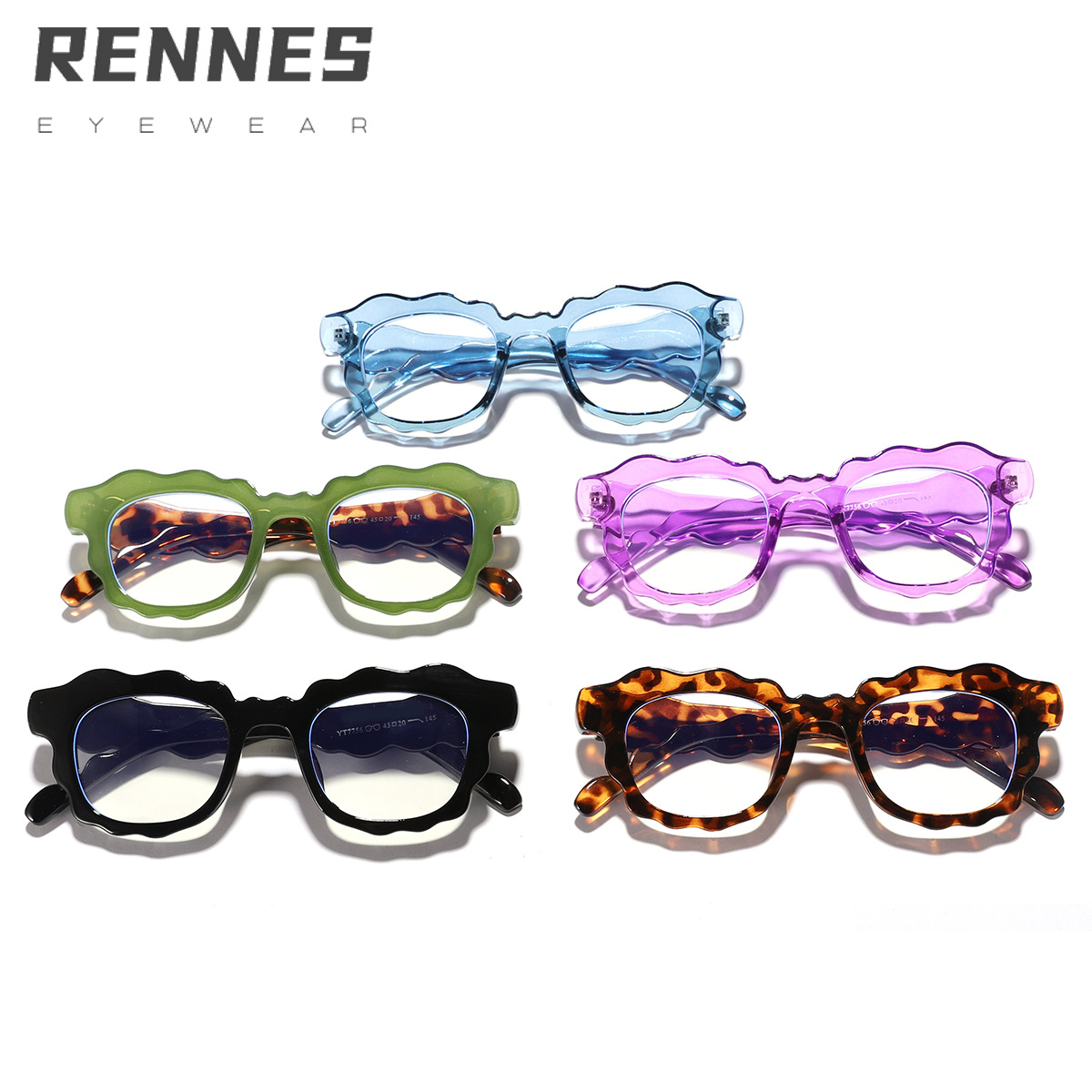 Gafas de borde de onda de flor personalizada de nueva moda transfronteriza cara lisa pequeñas gafas de luz anti-azul cuadradas