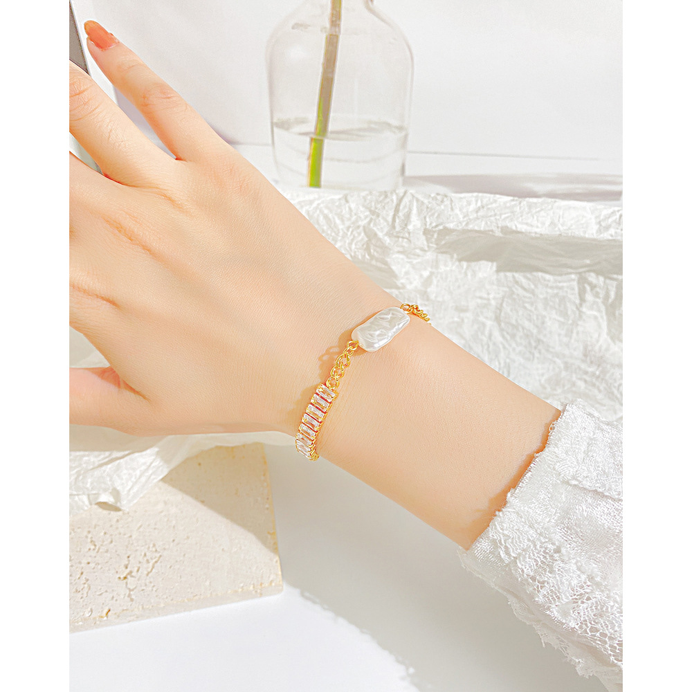 Fashion Geometric Stainless Steel Inlay Zircon Bracelets 1 Piece