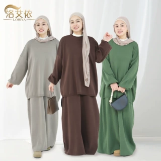 Loriya2024秋冬加厚针织套装纯色多色两件套LR928