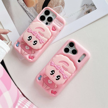 艾斯乐适用苹果17pro粉色16/15硅胶立体iPhone14promax女款可爱