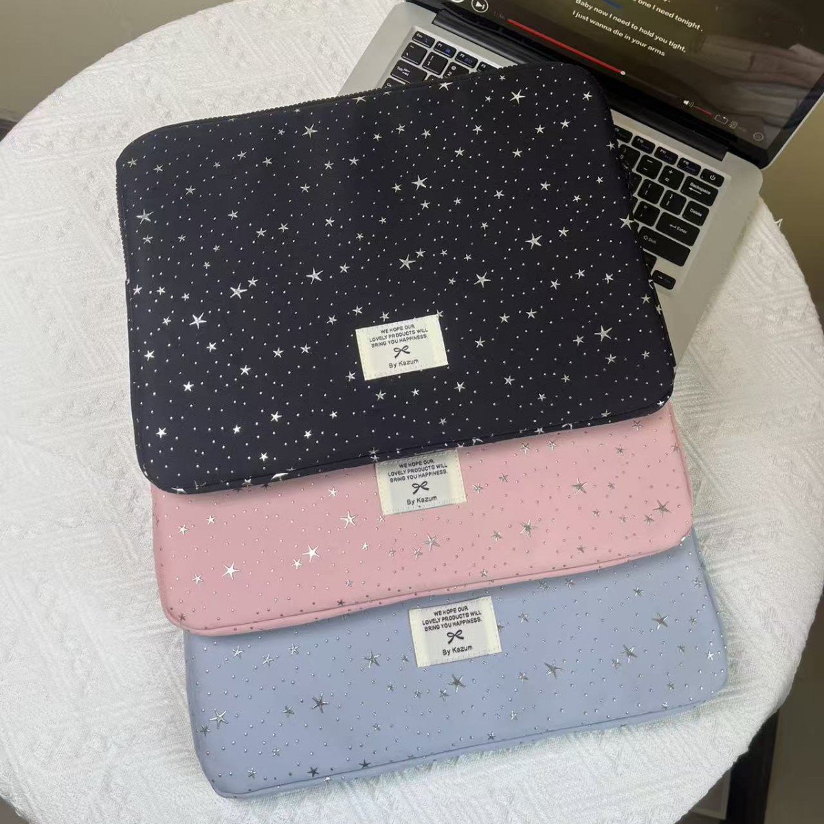Korean Ins-Style Laptop Bag 14-Inch 2025 New Model Silver Star iPad Bag Storage 15.6 Inner Sleeve