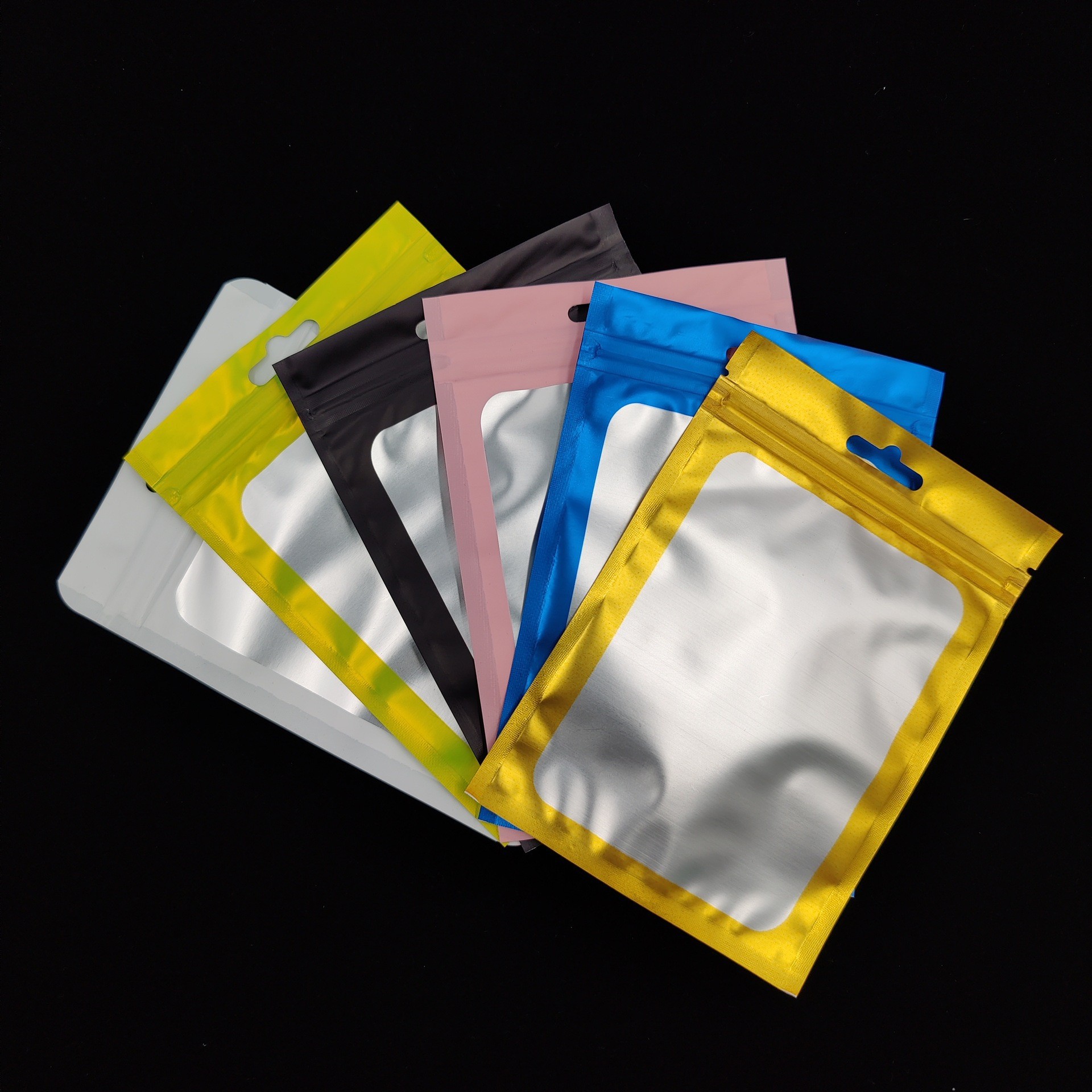 Esmerilado yin y yang ziplock bolsa de papel de aluminio de color bolsa de hueso joyería de alimentos accesorios electrónicos ventana bolsa de embalaje compuesto