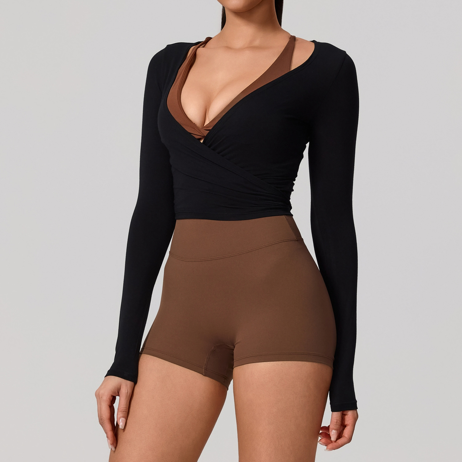 Nuevo traje de yoga de manga larga para mujeres piel delgada bailarina Pilates secado rápido para mejorar la sensación de camiseta deportiva image 7