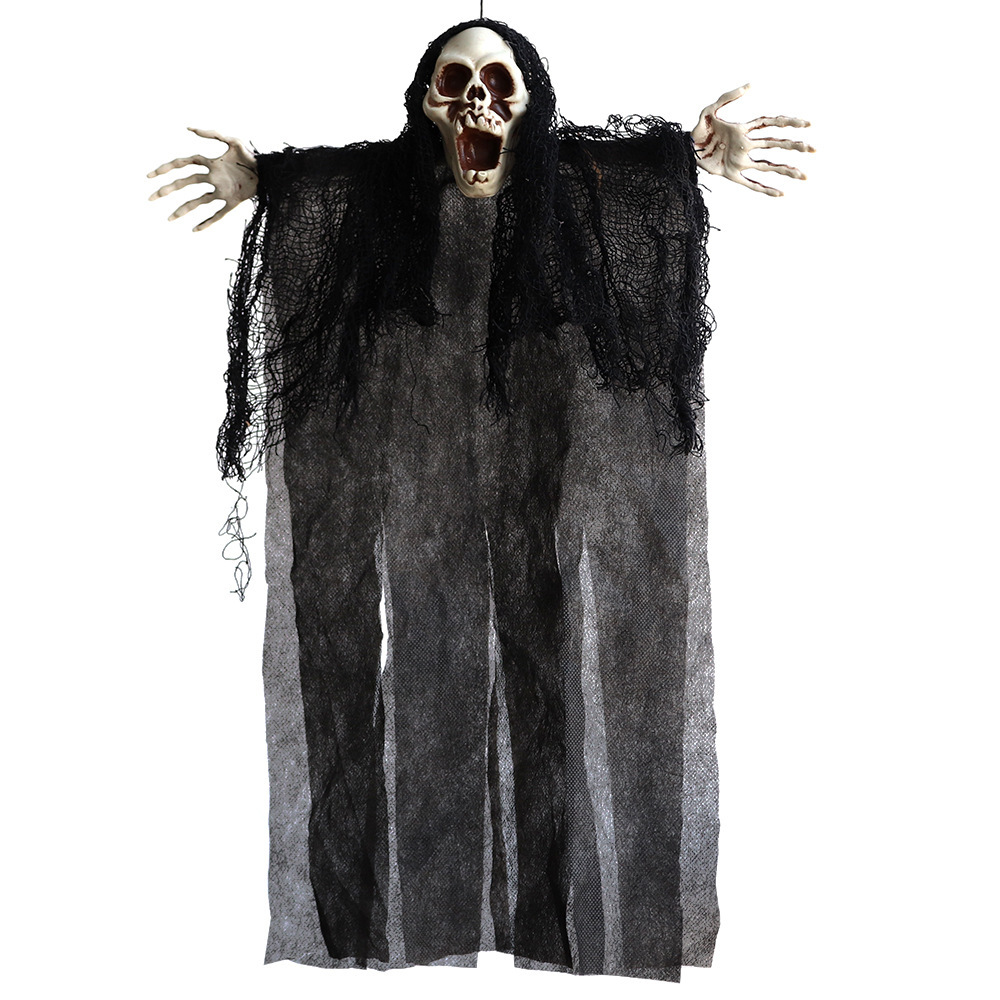 Esqueleto fantasma colgante de Halloween, colgante de terror, con ventosa, fijación de succión, traje de terror de lugar de casa embrujada de cuatro colores