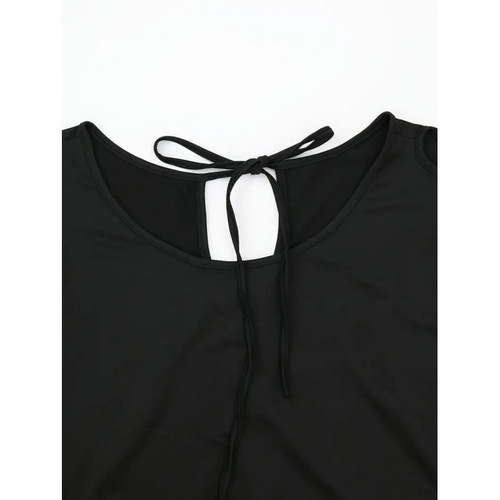 2025 Shoulder-Strap New Korean Version Summer Stylish Design Regular Small Hollow Short-Sleeve Top with Large Round Collar