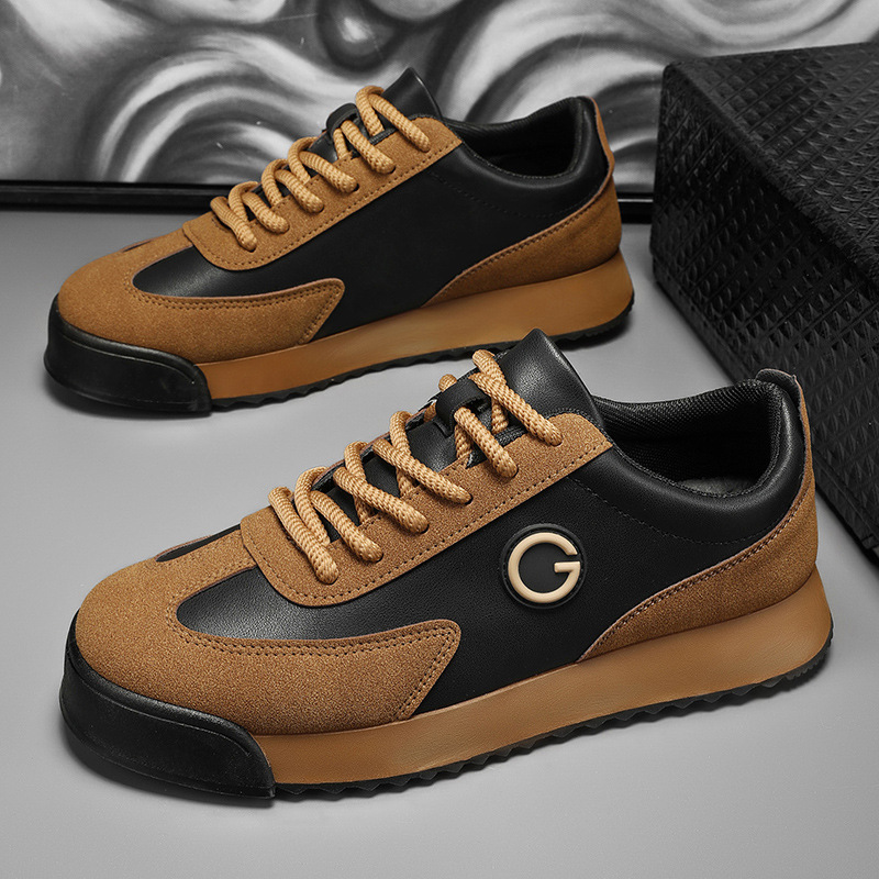 2026 New Men's Shoes, Large Size, Thick-Soled, Trendy, Sporty, Casual, Leather, Non-Slip, Forrest Gump Shoes_vogvips.com