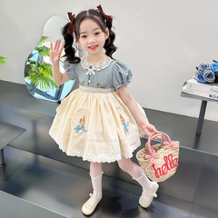 2024夏季新款女童裙子套裝QJGQQ-8-75-6A&8821小松鼠洛麗塔連衣裙